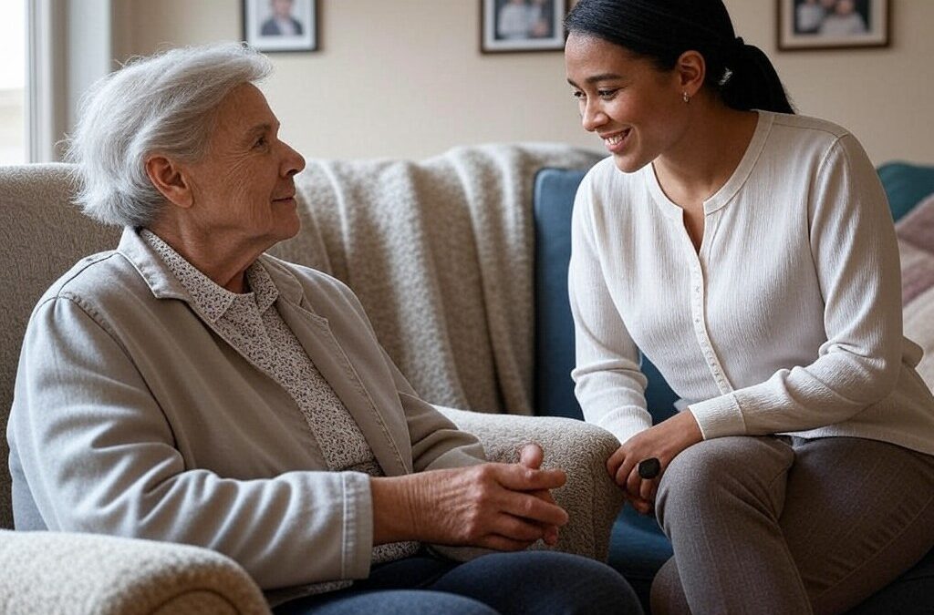 Alzheimers home care man and female caregiver